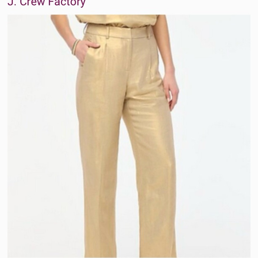 J. Crew Collection Gold Leaf Print Cigarette Ankle Pants 0